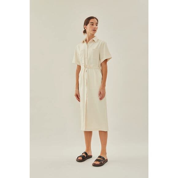 KLARRA STUDIOS NWOT BELTED BUTTON UP MIDI SHIRT DRESS IN IVORY Sz:Sm Ret$199 - Picture 5 of 8